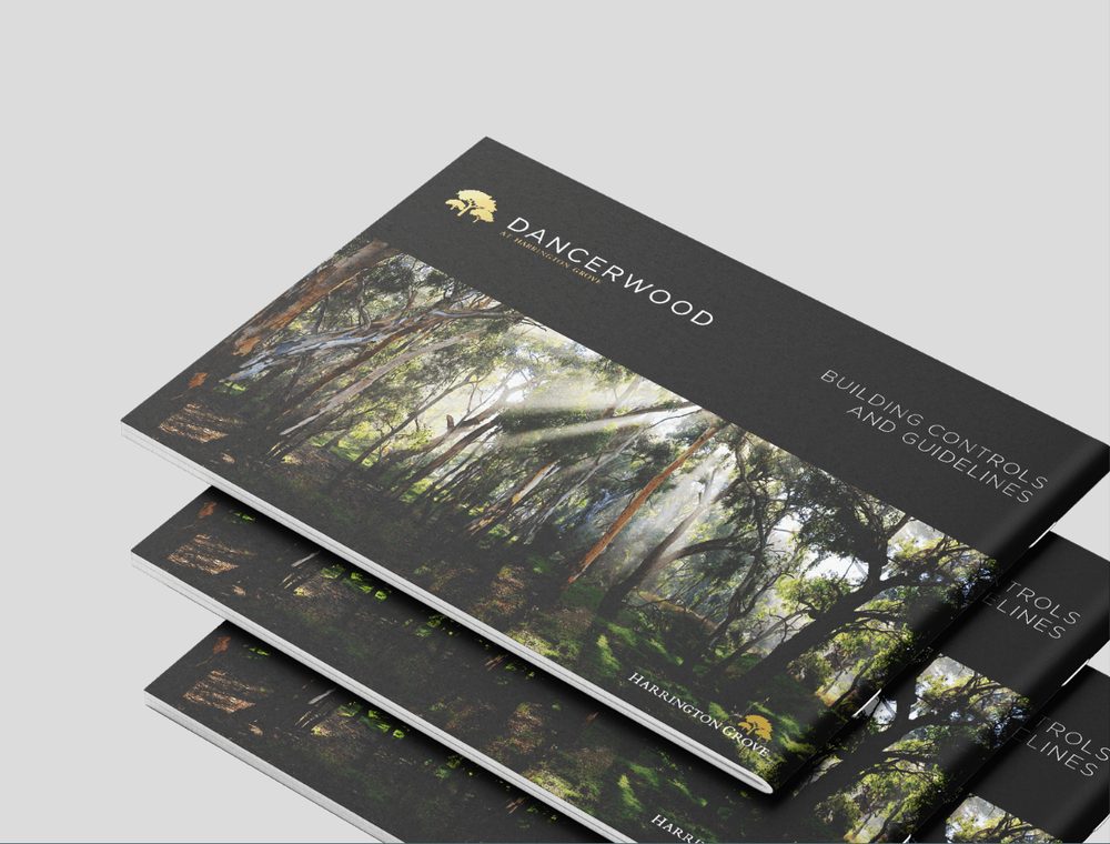 Printed Dancerwood building controls and guidelines booklets for Harrington Grove