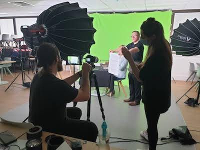 Behind the scenes on the green screen shoot for 'Pass It On'